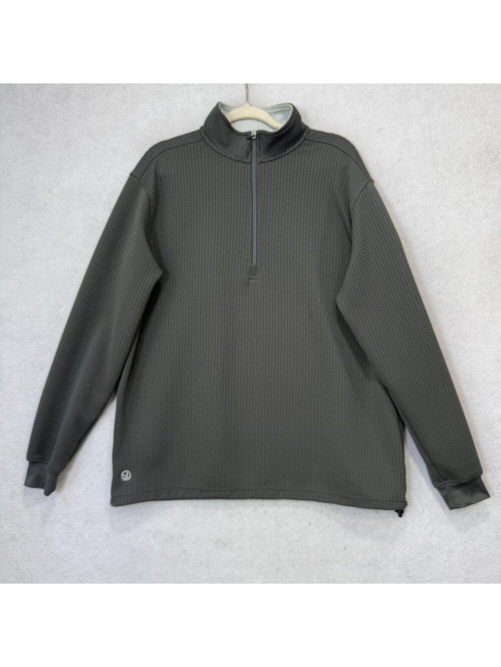 Straight Down Pullover Mens XL Gray Waffle 1/4 Zip Mock Neck Golf Club